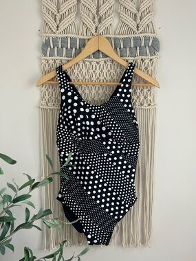 Lands End Polka Dot One-Piece Swimsuit